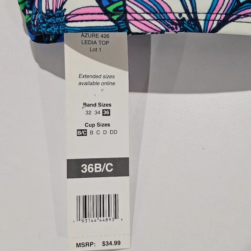 Sundazed Ledia Floral-Print Shirred Bikini Top 36B/C - Picture 7 of 8